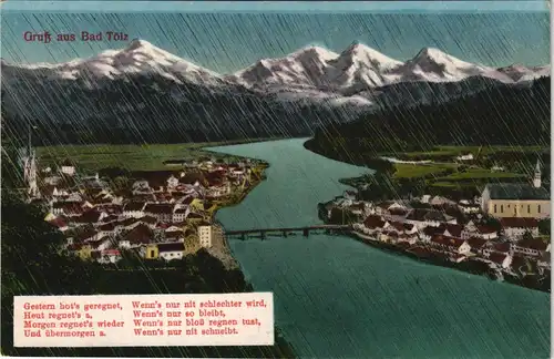 Ansichtskarte Bad Tölz Panorama-Ansicht im Regen 1910