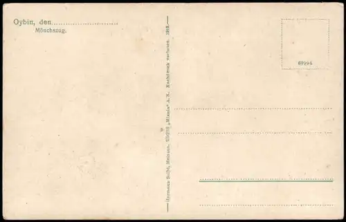 Ansichtskarte Oybin Mönchszug - Fackel. Burg und Klosterruine 1915