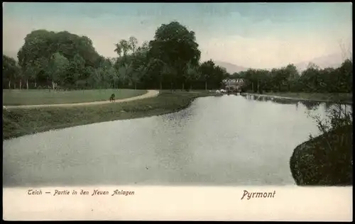 Ansichtskarte Bad Pyrmont Partie in den Neuen Anlagen 1911