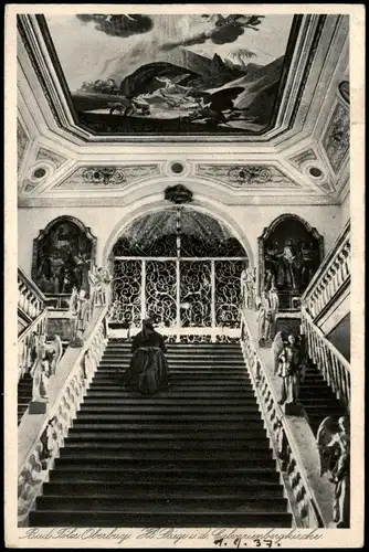 Ansichtskarte Bad Tölz Treppenaufgang - Kirche 1937