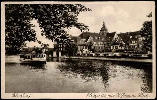 Ansichtskarte Hamburg Alster Partie mit St. Johannis Kloster 1920
