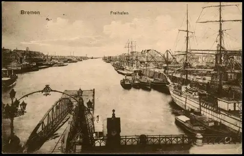 Ansichtskarte Bremen Freihafen Hafen Panorama 1925