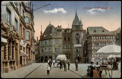 Ansichtskarte Mainz Liebfrauenplatz Gaststätten 1917