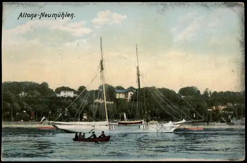 Ansichtskarte Ottensen-Hamburg Altona-Neumühlen. Villen Segelyacht 1908
