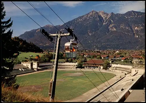 Garmisch-Partenkirchen Eckbauerbahn mit Blick auf Olympia-Skistadion 1975