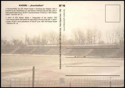 Ansichtskarte Kassel Cassel Fussball-Stadion Sportanlagen AUESTADION 1996