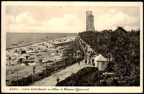 Ansichtskarte Laboe Marinedenkmal, Promenade - Kiosk 1939