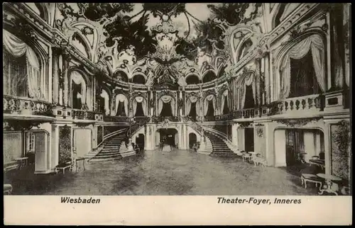 Ansichtskarte Wiesbaden Theater-Foyer, Inneres 1918