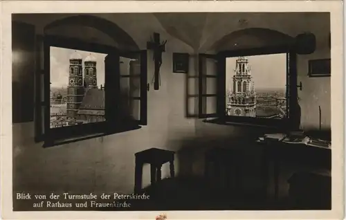 Ansichtskarte München Blick von der Turmstube der Peterskirche 1928