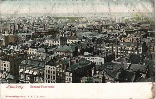 Ansichtskarte Hamburg Gesamt-Panorama - Häuser 1906