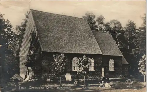 Postcard Borås Borås. Kinnarumma Kyrka, Idrottsparken 1925