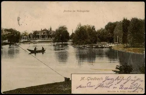 Ansichtskarte Mönchengladbach Volksgarten , Restaurant - Boot 1909