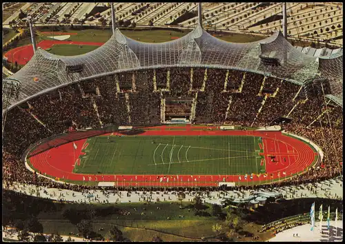 Ansichtskarte München Olympia-Stadion vom Olympiaturm aus 1986