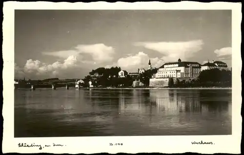 Ansichtskarte Schärding Blick auf Stadt und Kurhaus 1943