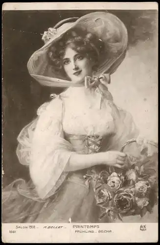 FRÜHLING. BECHA. PRINTEMPS Künstlerkarte: Gemälde / Kunstwerke 1912