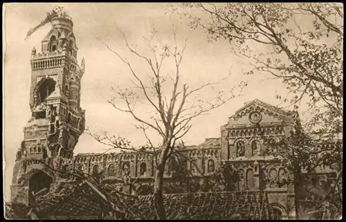 Albert (Somme) Zerstörte Kirche Basilique Notre-Dame de Brebières 1924