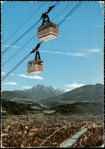 Innsbruck Nordkettenseilbahn Wagen-Kreuzung Bergbahn Gondelbahn 1965