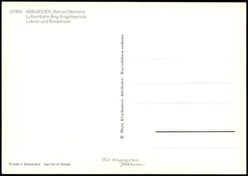 Adelboden Berner Oberland Luftseilbahn Birg-Engstligenalp  Rinderhorn 1980