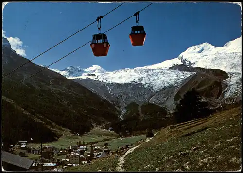 Saas-Fee Gondelbahn Hannigalp Gondeln der Bergbahn im Wallis 1980