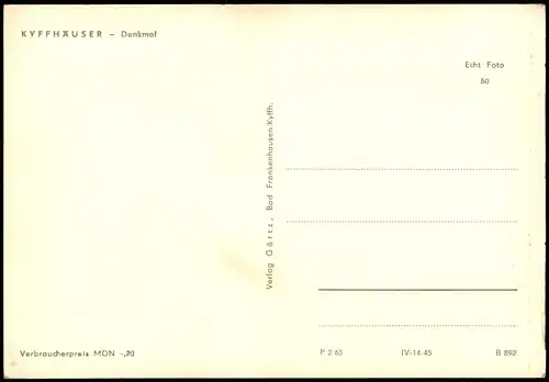 Ansichtskarte Kelbra (Kyffhäuser) KYFFHÄUSER Denkmal 1965