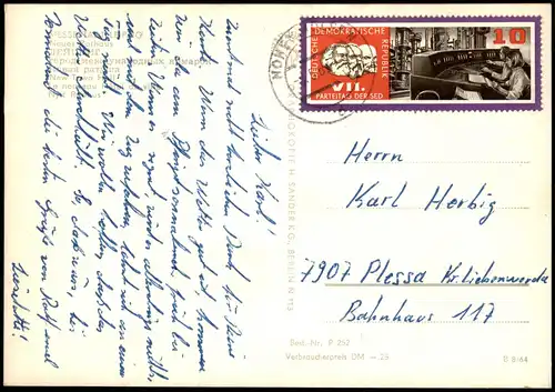 Ansichtskarte Leipzig Neues Rathaus; Wasserspiele davor 1964