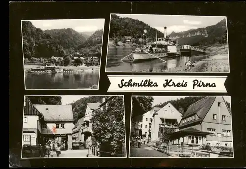 Schmilka DDR Mehrbild-AK Umland-Ansichten, Ortsansichten, Elbe Dampfer 1966