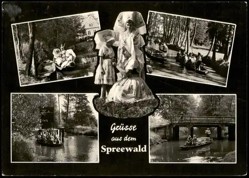 .Brandenburg DDR Mehrbild-AK Grüße vom Spreewald Postrowy z Blotow 1967