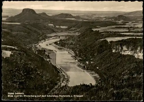 Bad Schandau Blick vom Gr. Winterberg mit Postelwitz u. Krippen 1968