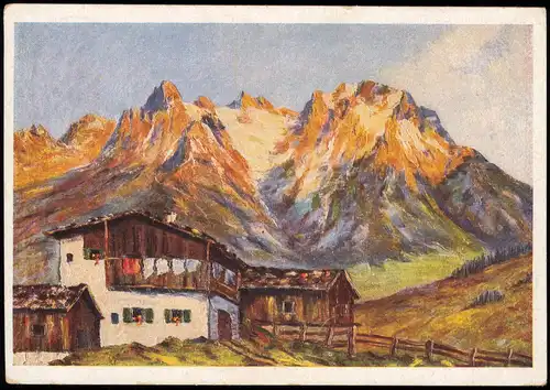 Ansichtskarte  Serie: SCHÖNE DEUTSCHE HEIMAT Alpen Künstlerkarte 1939  gel. 1948