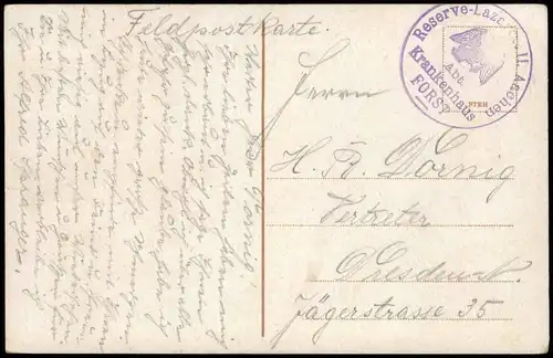 AK Burtscheid-Aachen Landesbad 1916  Stempel Reservelazarett Ant. K. Forst