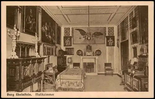 Ansichtskarte Bingen am Rhein Burg Rheinstein. Musikzimmer 1918