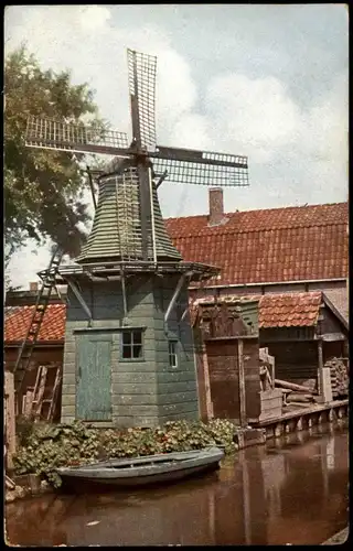 Ansichtskarte  Windmühle, Fluß - Naturfarben 1912