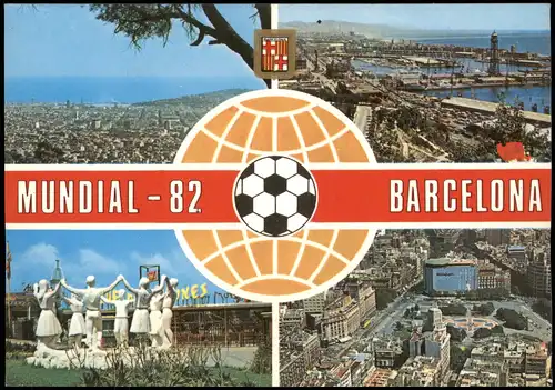 Postales Barcelona Mehrbildkarte anläßlich Fussball WM Mundial 1982