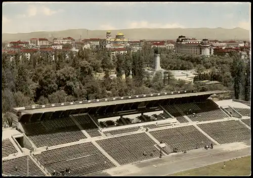 Sofia София Stadt Panorama Blick Lewsky-Stadion Stade Stadium View 1961