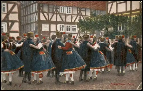 Ansichtskarte .Hessen Trachten (Hessen) - Tanzende 1917