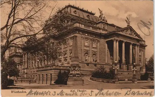 Wiesbaden  (königliches Hoftheater) 1905  gel. div. Stempel