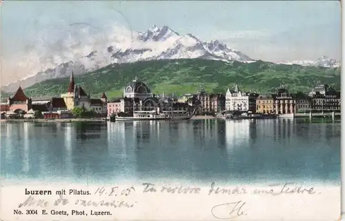 Ansichtskarte Luzern Lucerna Stadt mit Pilatus 1905