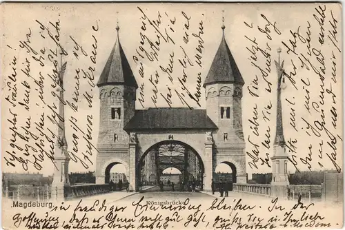 Ansichtskarte Magdeburg Auf der Königsbrücke 1904