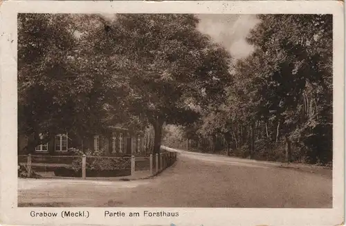 Ansichtskarte Grabow (Elde) Straße am Forsthaus 1921