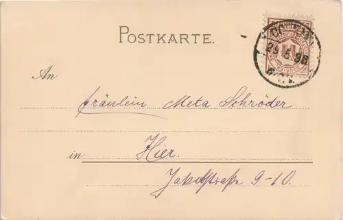 Litho AK Goslar Kaiserpfalz, Rückseite 1898   gel. Privatpost Magdeburg