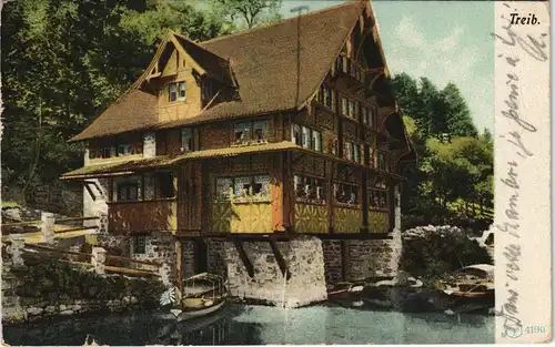 Ansichtskarte Treib-Seelisberg Haus mit Bootsanleger 1905