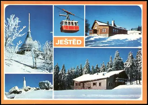 Reichenberg Liberec Horský hotel Ještěd Mehrbild-AK mit Bergbahn 1990