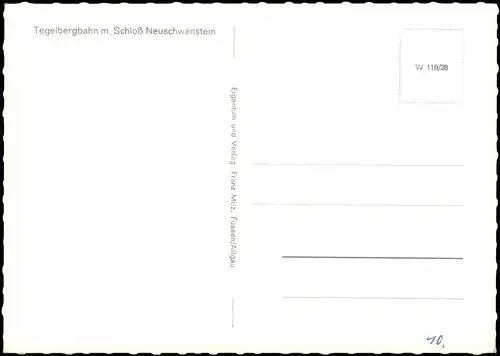 Ansichtskarte Schwangau Tegelbergbahn m. Schloß Neuschwanstein 1975