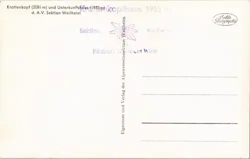 Garmisch-Partenkirchen Krottenkopf, Haus der Sektion Weilheim 1967