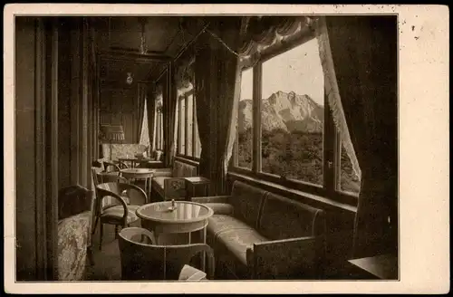 Ansichtskarte Garmisch-Partenkirchen Jeschkes Hotel - Halle mit Ausblick 1928