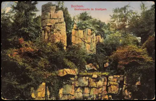 Ansichtskarte Bochum Grottenpartie im Stadtpark 1918