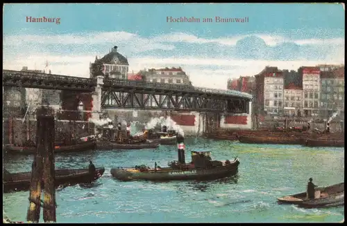Ansichtskarte Hamburg Hochbahn  Baumwall 1917 Marinelazarett Hamburg Feldpost