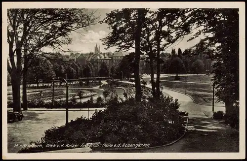 Ansichtskarte Mönchengladbach Kaiser Friedrich-Halle a.d. Rosengarten 1936