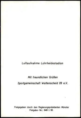 Wattenscheid-Bochum Luftaufnahme Lohrheidestadion Fussball Stadion 1985