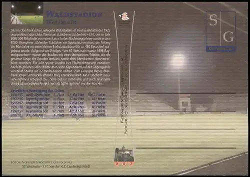 Ansichtskarte Weismain Waldstadion Fussball Stadion Football Stadium 2003